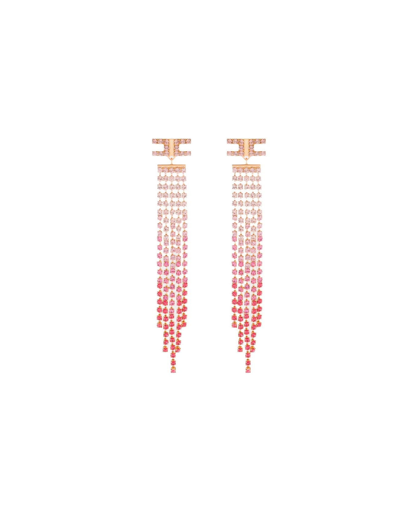 Elisabetta Franchi Fuchsia Earrings With Rhinestones - Fuchsia