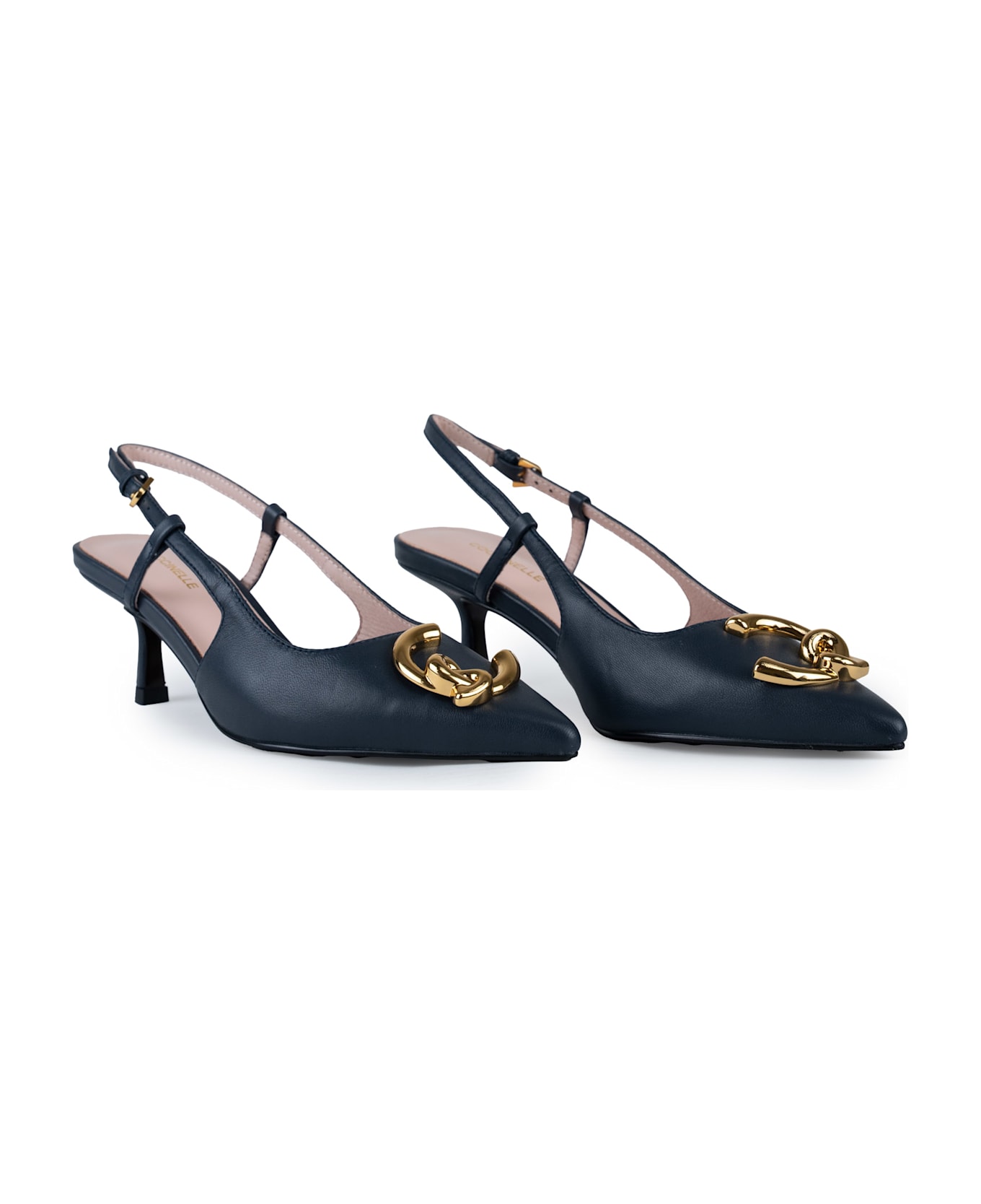 Coccinelle C-me Smooth Slingback Shoes In Leather - Midnight blue