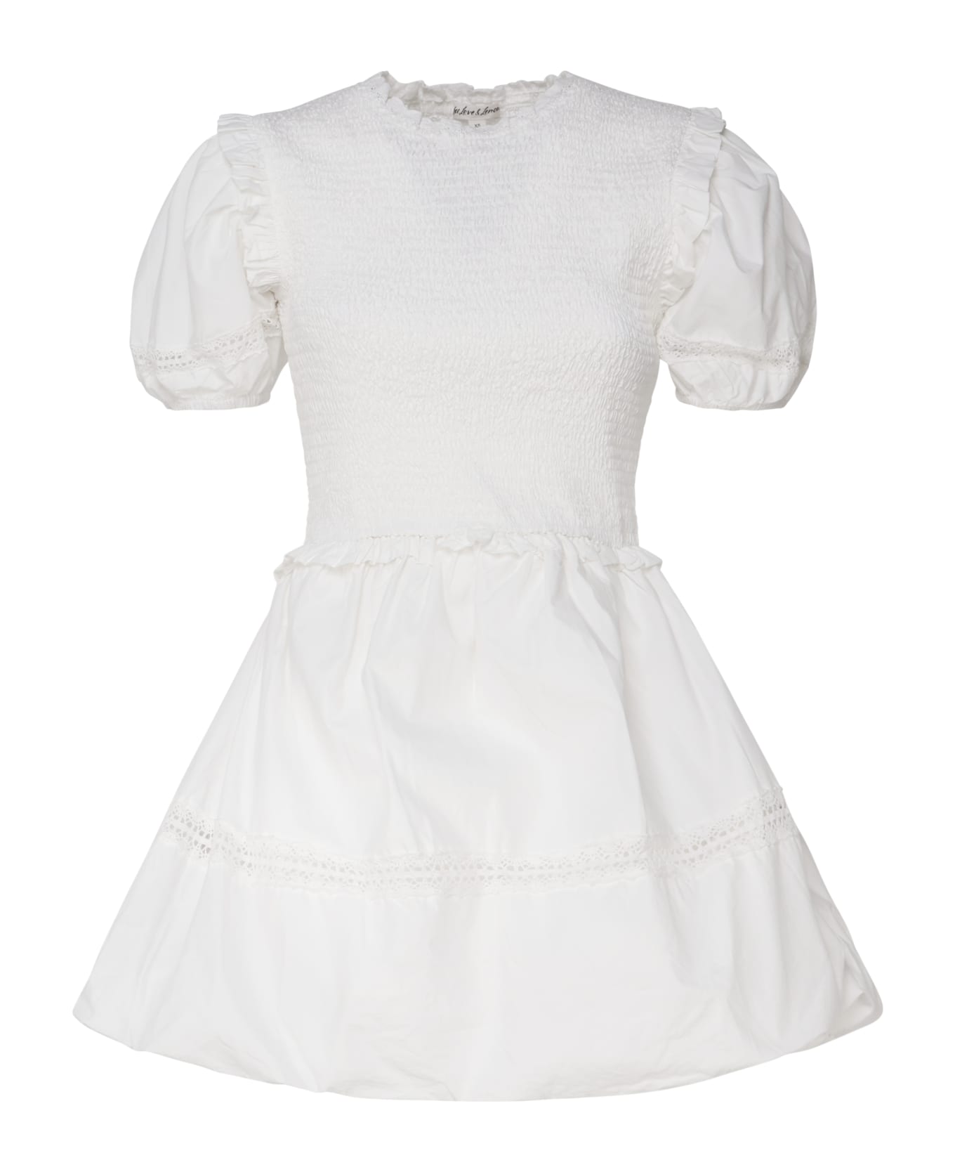 For Love & Lemons Sandy Mini Dress In Cotton - White