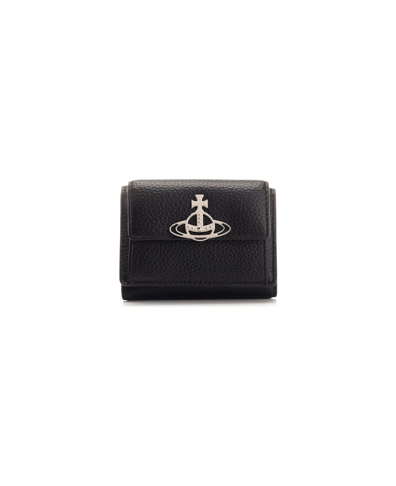 Vivienne Westwood Faux Leather French Wallet - BLACK