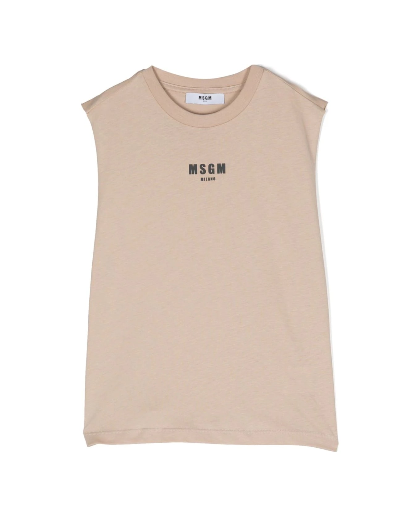 MSGM Tank Top With Logo - Beige トップス