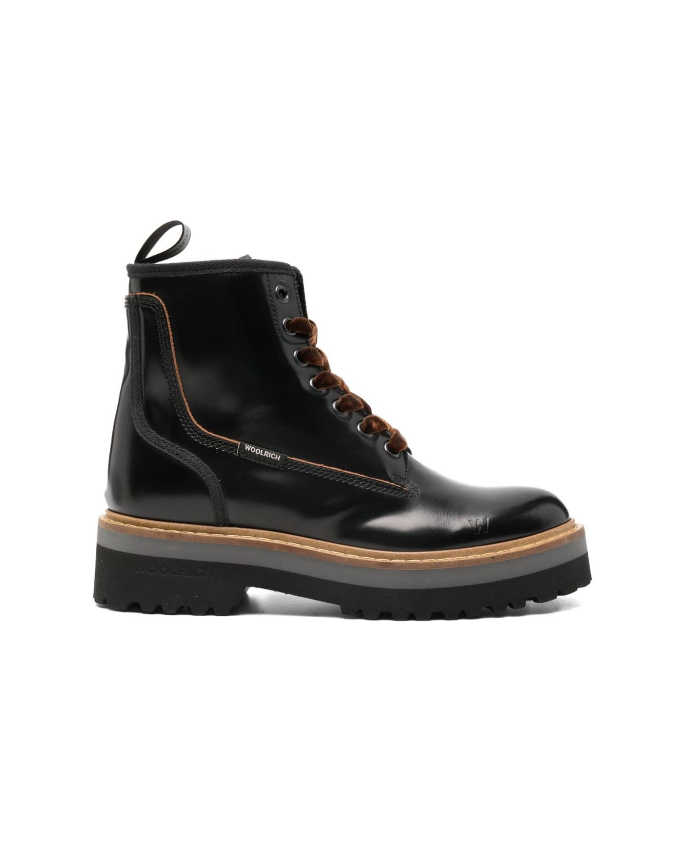 Woolrich Leather Lace Up Boots - Black