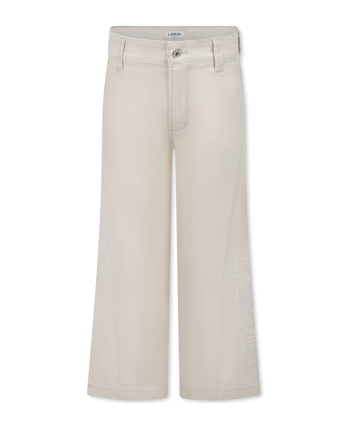 Lanvin Ivory Trousers For Boy With Logo - Ivory