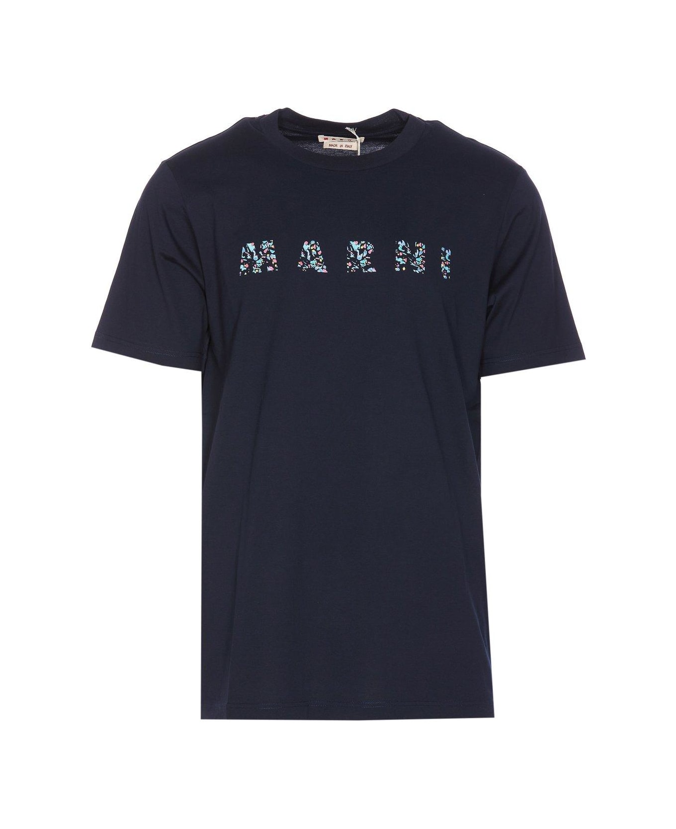 Marni Logo Printed Crewneck T-shirt - Blue navy