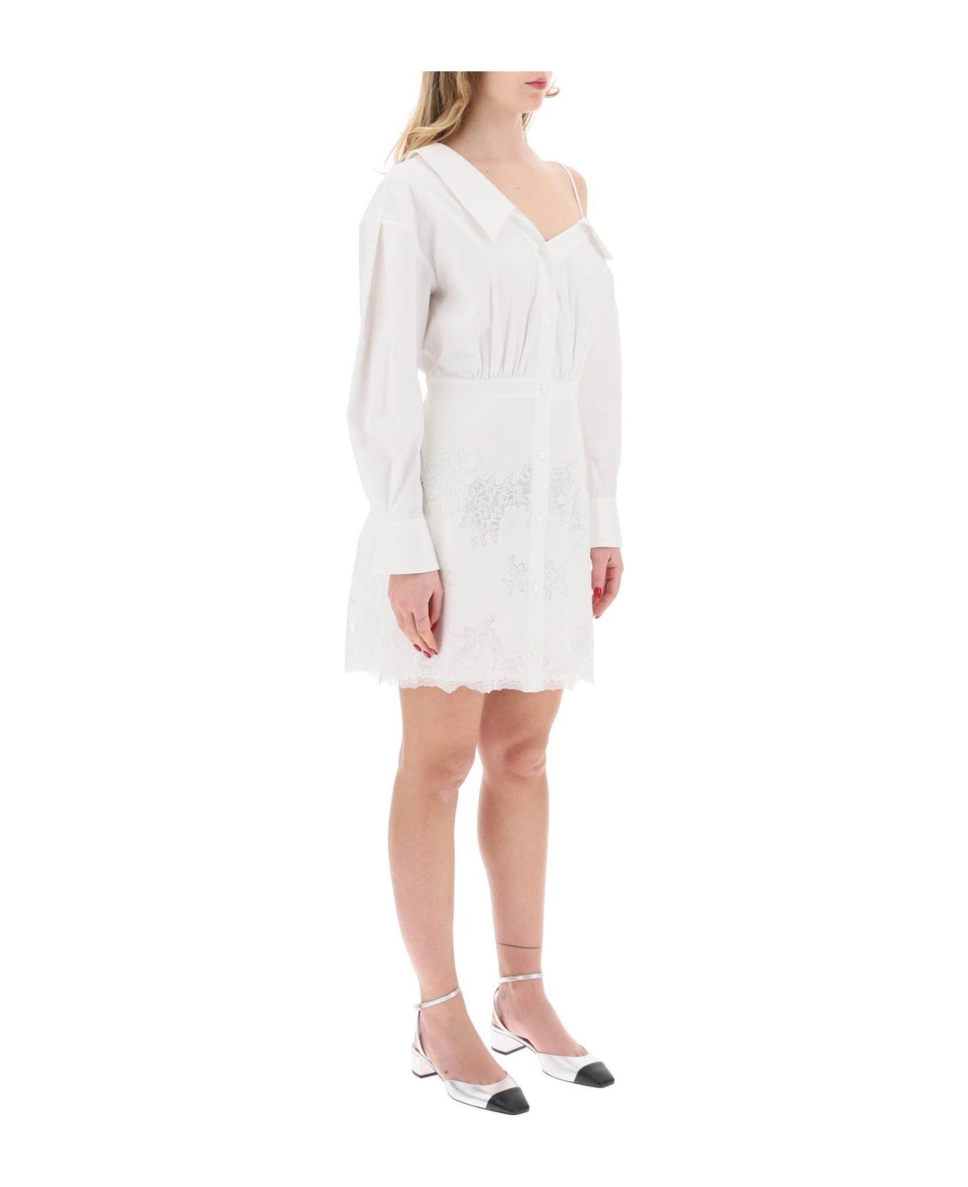 self-portrait Lace-appliqué Off-shoulder Mini Dress - White