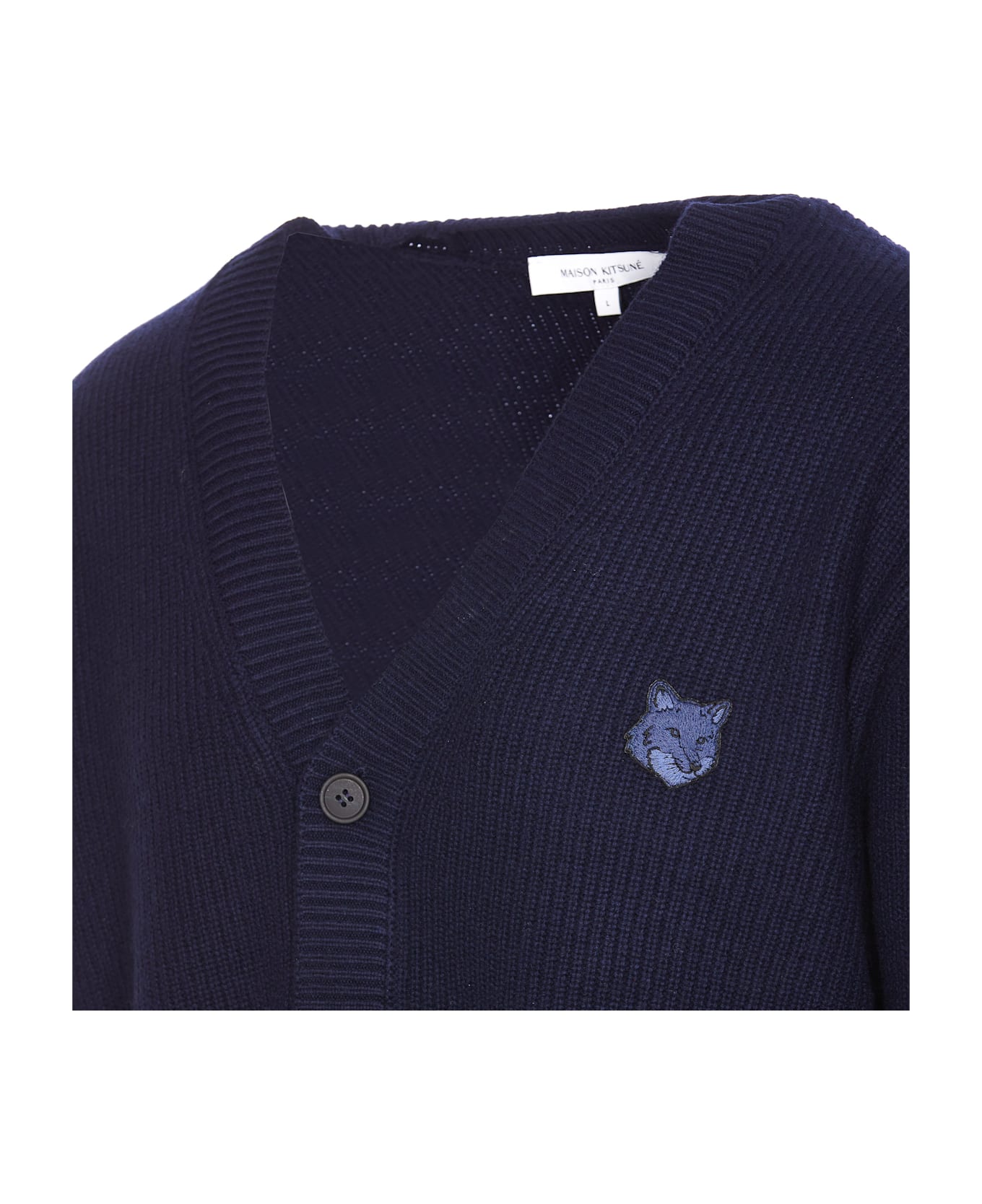 Maison Kitsuné Bold Fox Head Patch Cardigan - BLUE