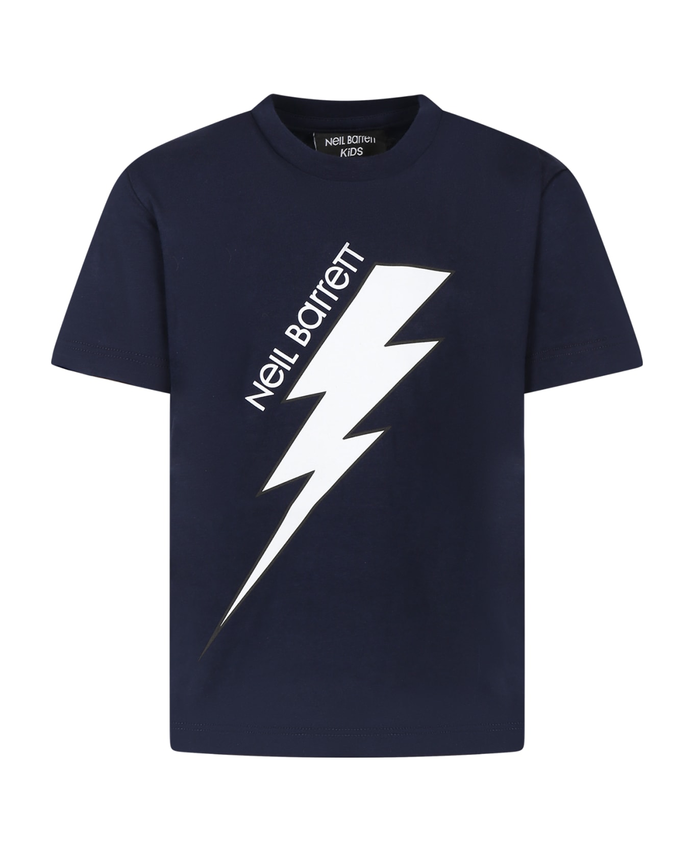 Neil Barrett Blue T-shirt For Boy With Iconic Lightning Bolt And Logo - Blue