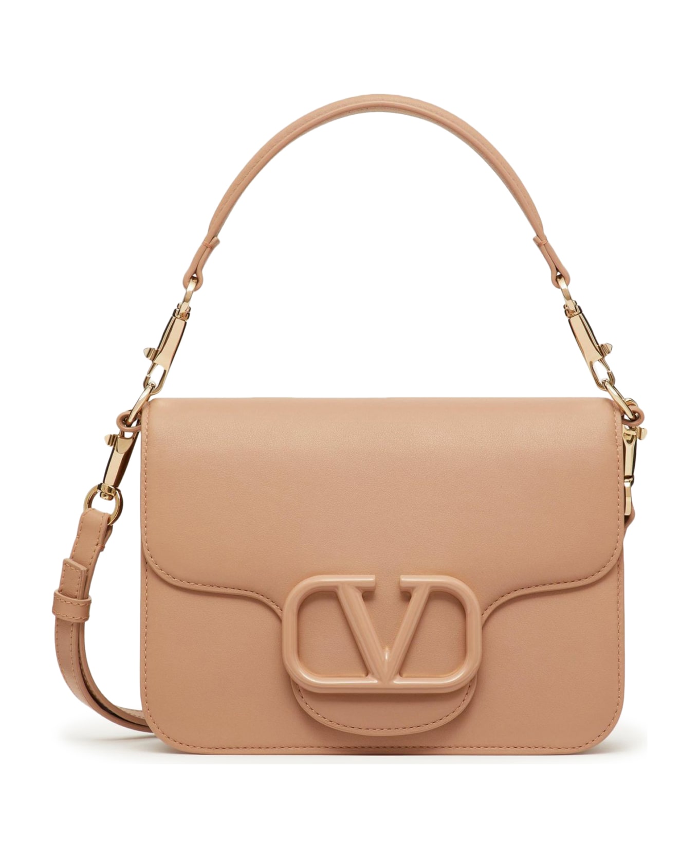 Valentino Garavani Shoulder Bag Loco` Vitello/plat-t.on T.lacq.logo - Rose Cannelle