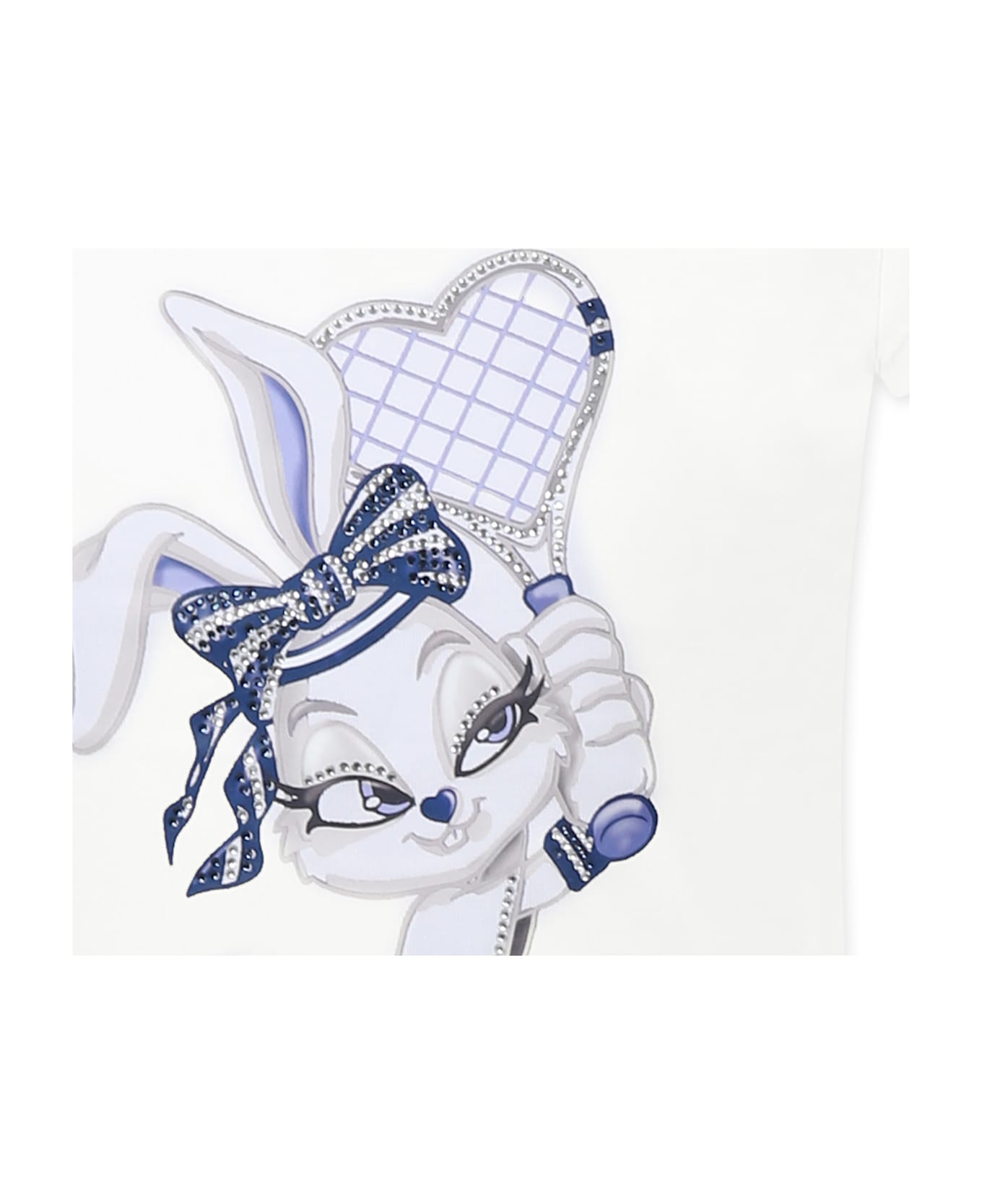 Monnalisa White T-shirt For Girl With Bunny - White