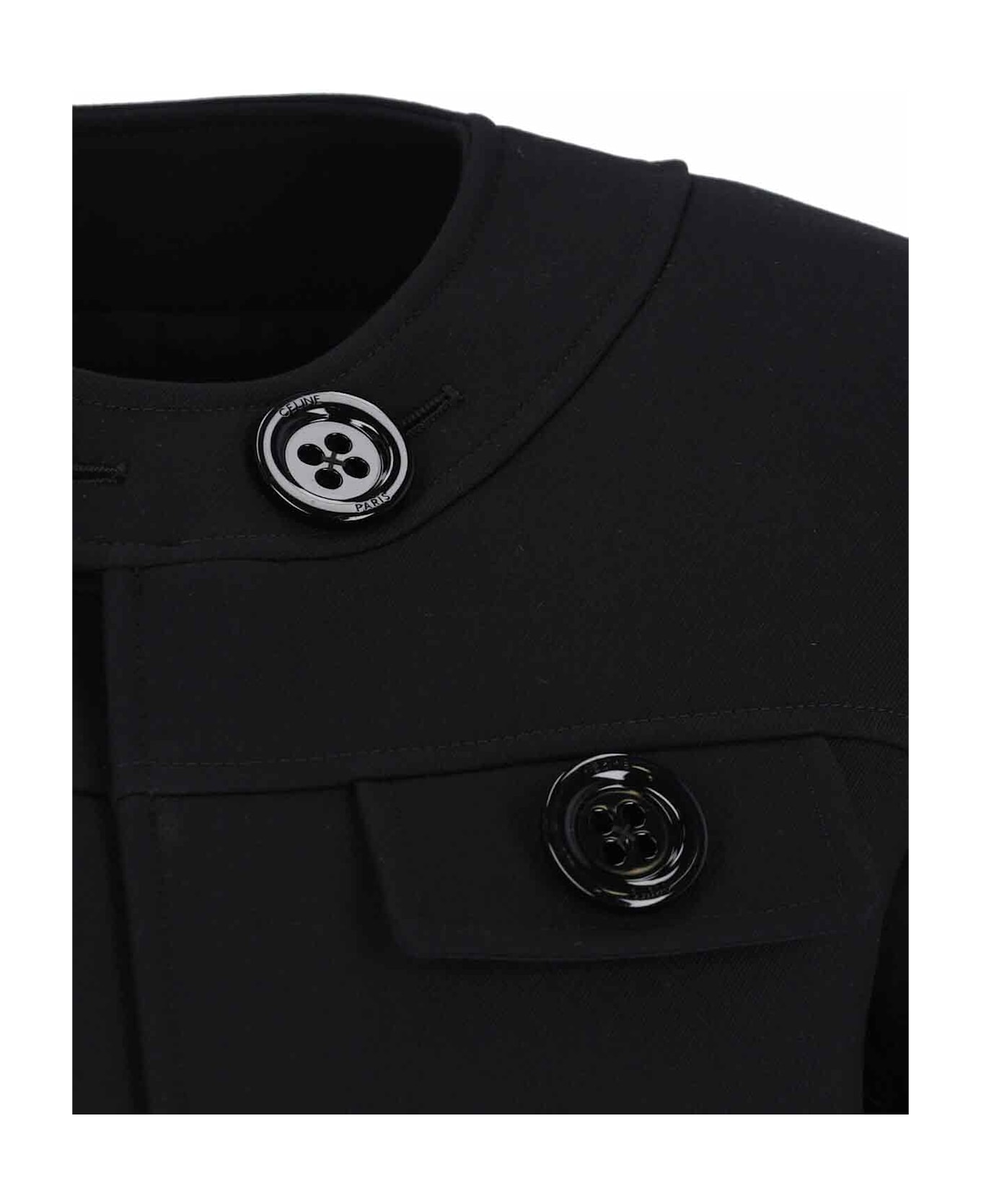Celine Wool Jacket With Maxi Buttons - Black