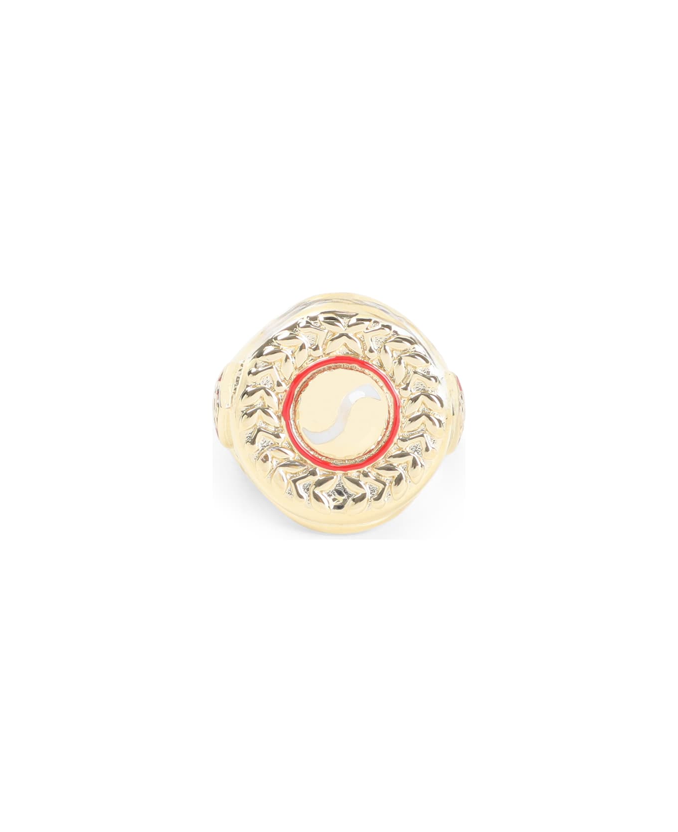 Casablanca Sports Medallion Ring - Gold Red