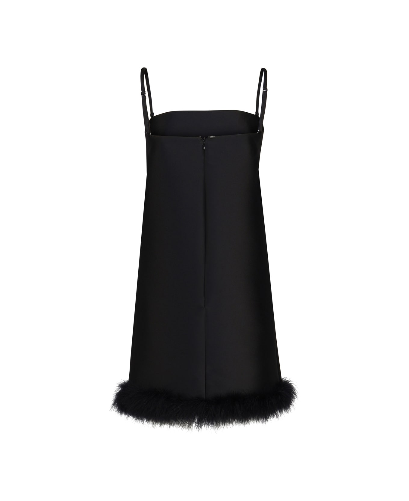 SportMax Straight Mini Dress With Feather Insert - Black