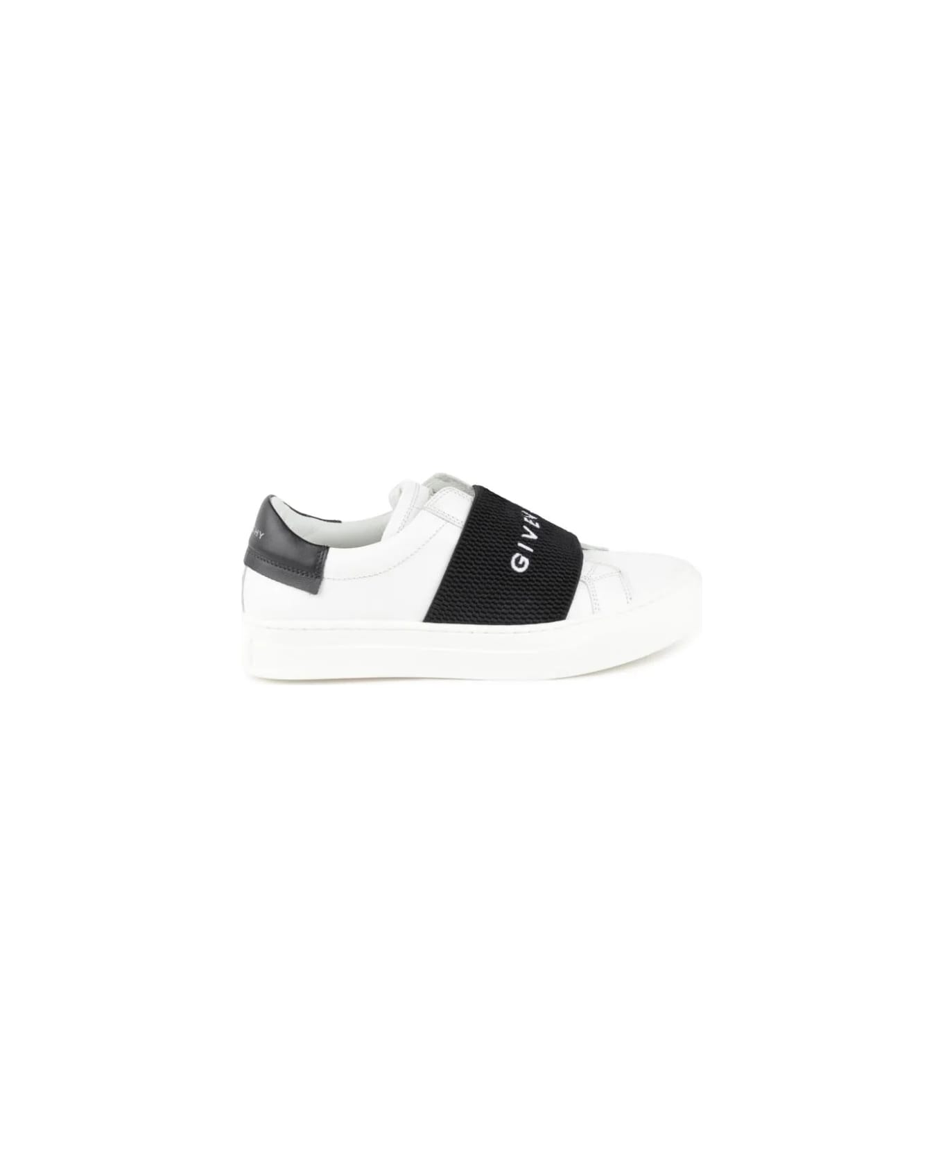 Givenchy White Urban Street Sneakers With Black Logo Band - White