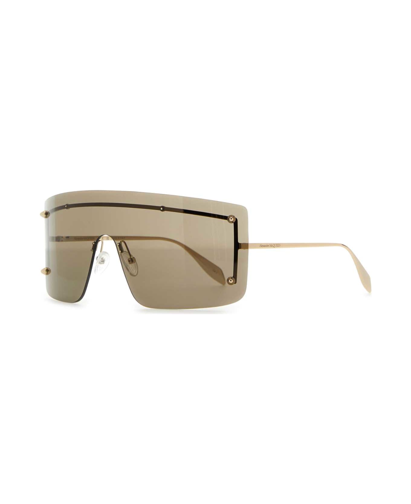 Alexander McQueen Gold Metal Spike Studs Sunglasses - GOLD-GOLD-BROWN