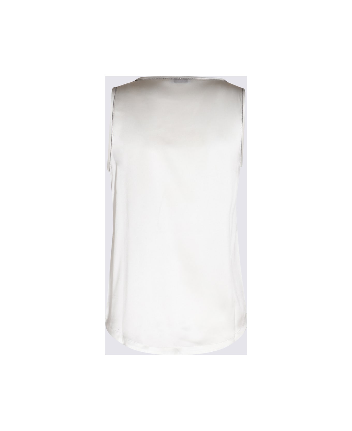 Brunello Cucinelli White Silk Top - Natural