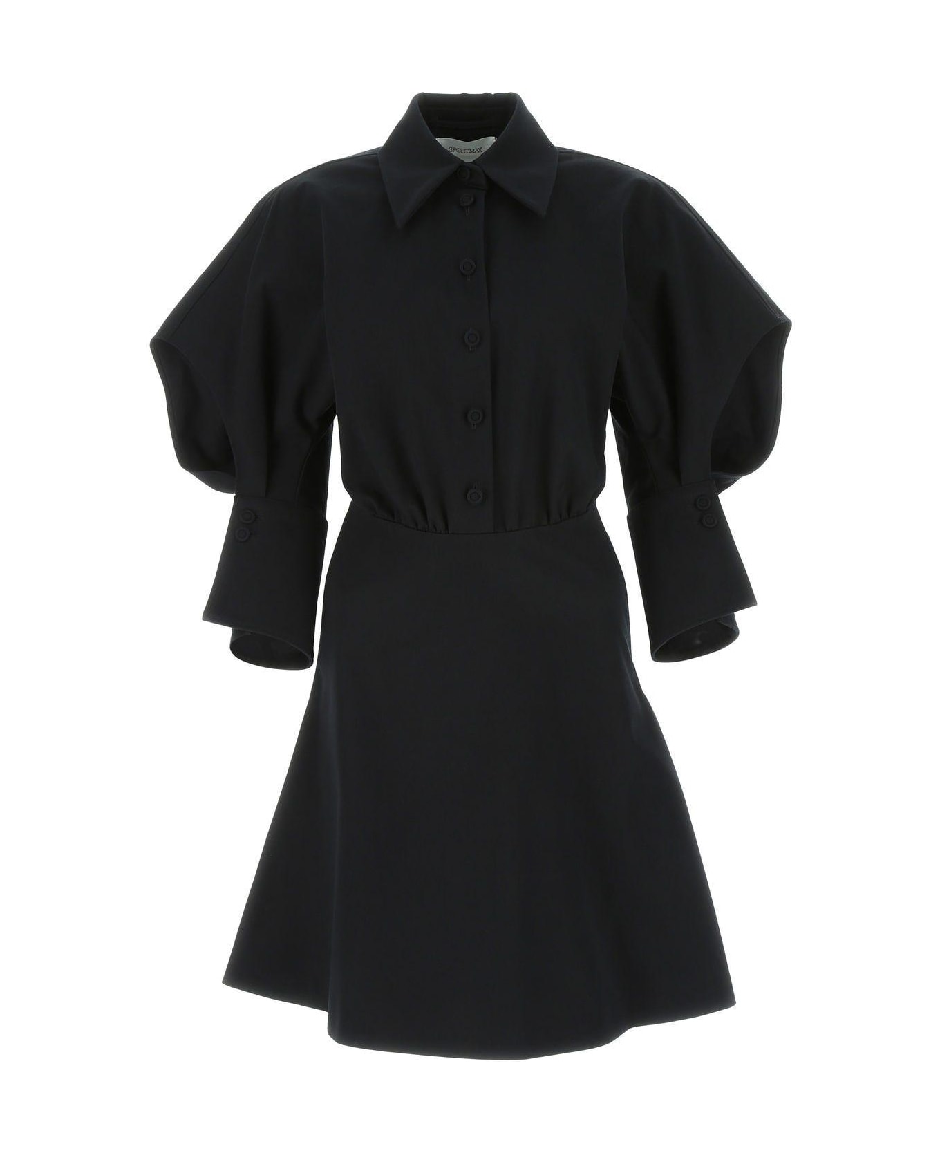SportMax Black Stretch Cotton Fervida Dress - Black