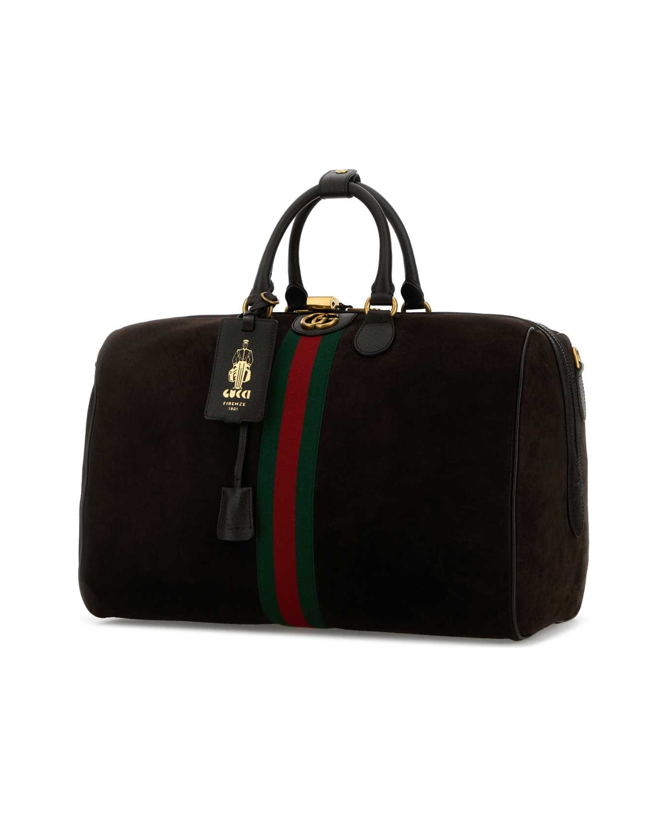Gucci Dark Brown Suede Medium Gucci Savoy Travel Bag - 2041