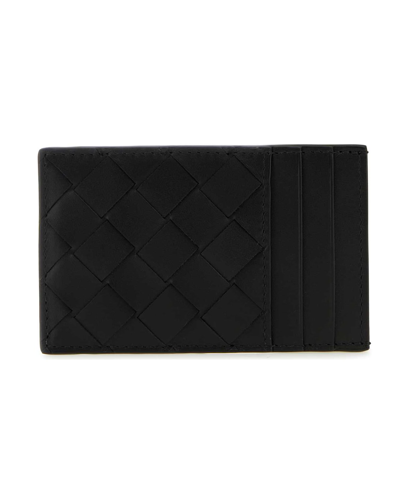Bottega Veneta Black Leather Cardholder - BLACKSILVER