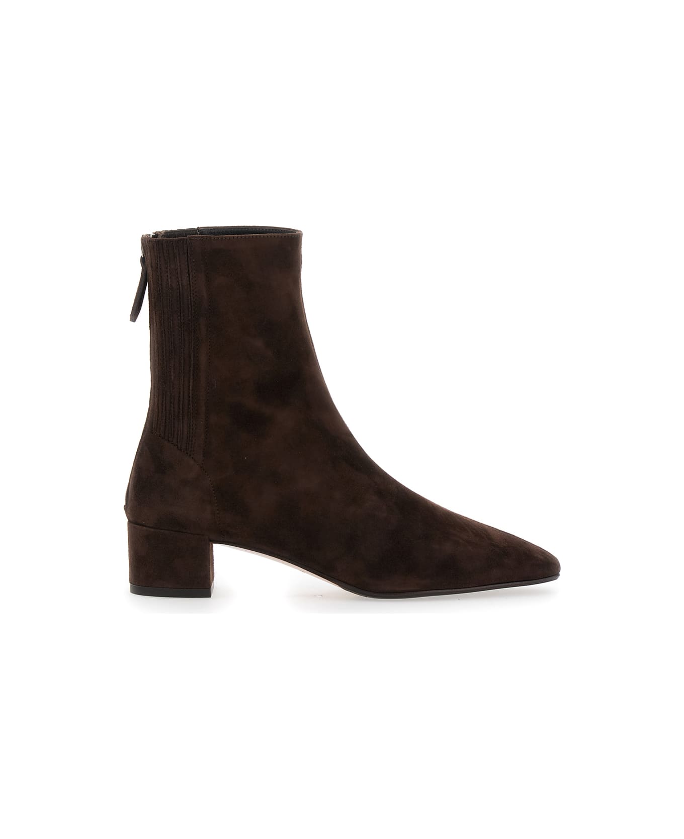 Aquazzura 'saint Honore' Brown Ankle Boots With Low Block Heel And Rear Zip Closure In Suede Woman - Brown