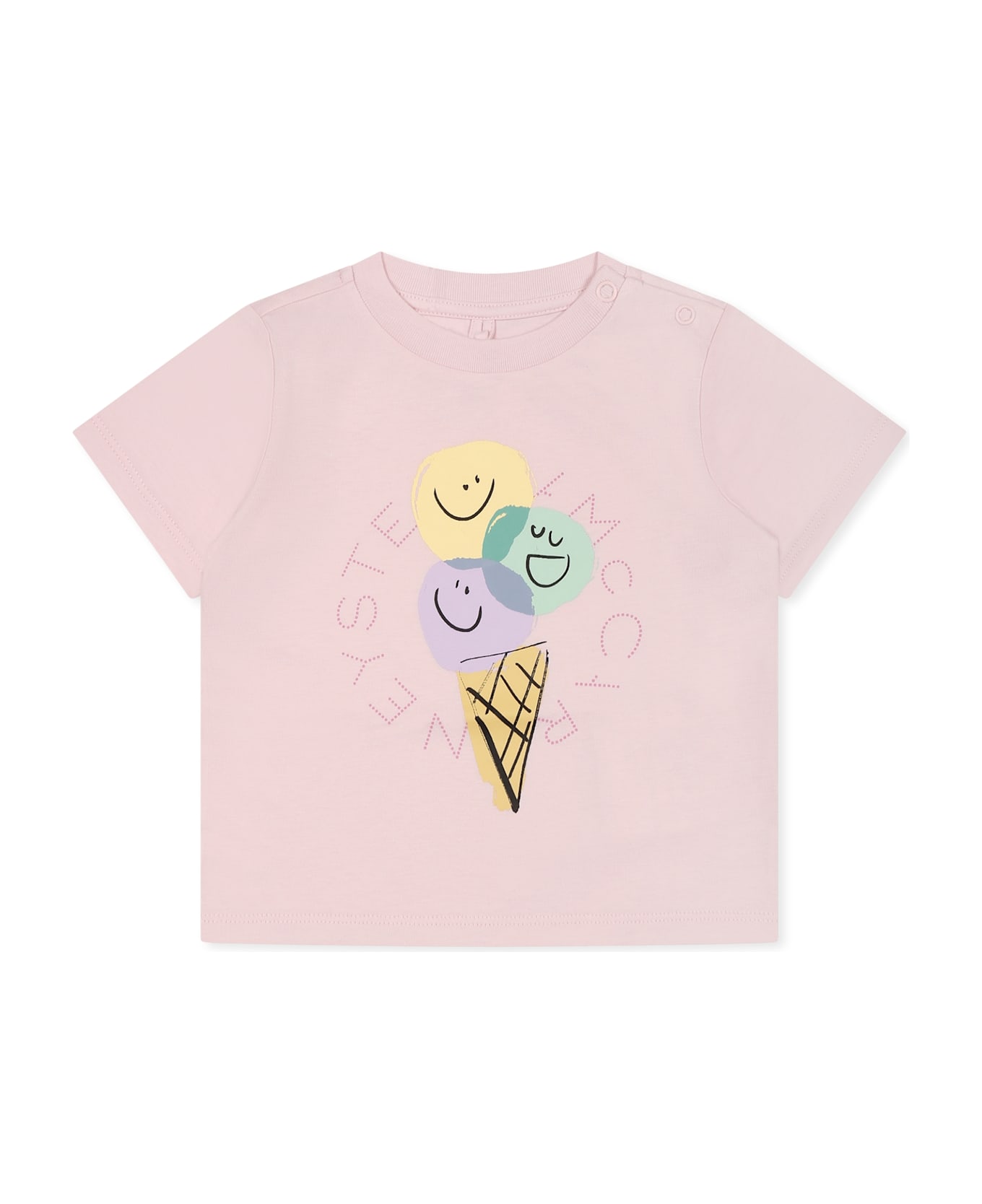 Stella McCartney Kids Pink T-shirt For Baby Girl With Ice Cream - Pink