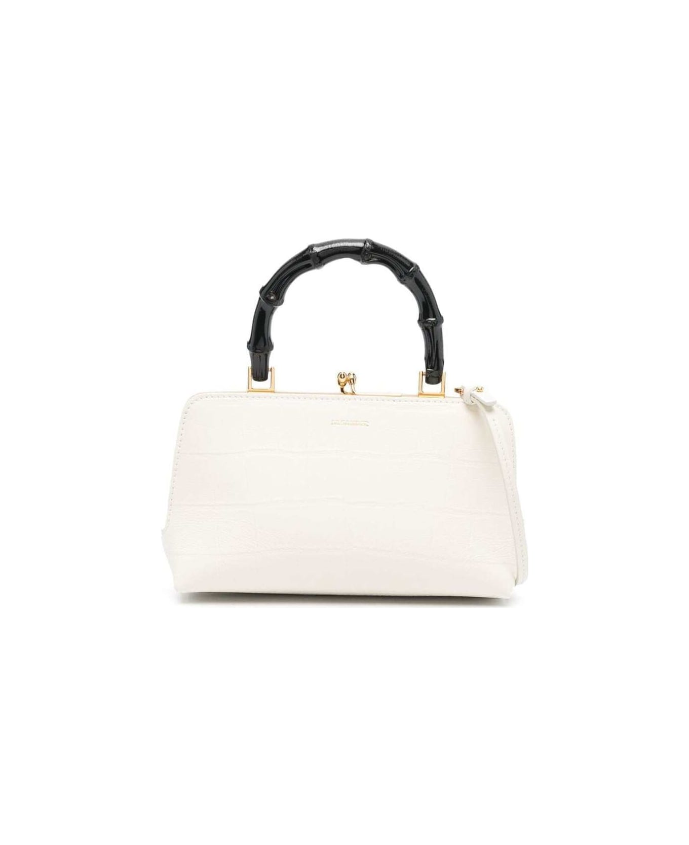 Jil Sander Goji Bamboo Mini' White Handbag With Embossed Logo In Leather Woman - White