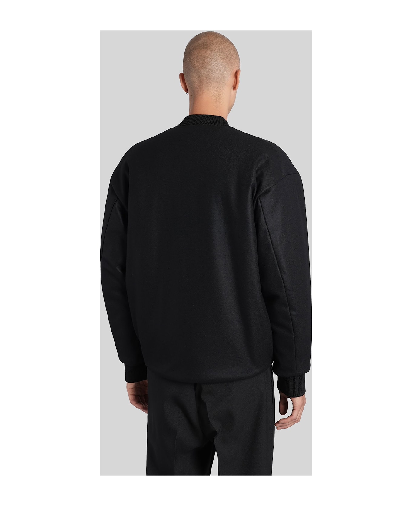 Jil Sander Bomber Jacket In Black Wool - black