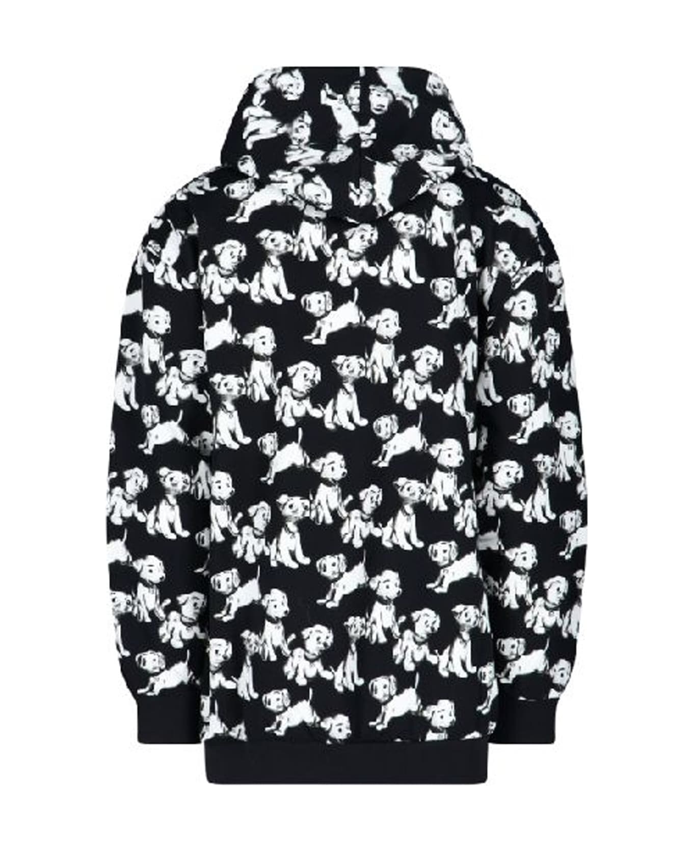 Celine Hooded Printed Dogs Sweatshirt - Black