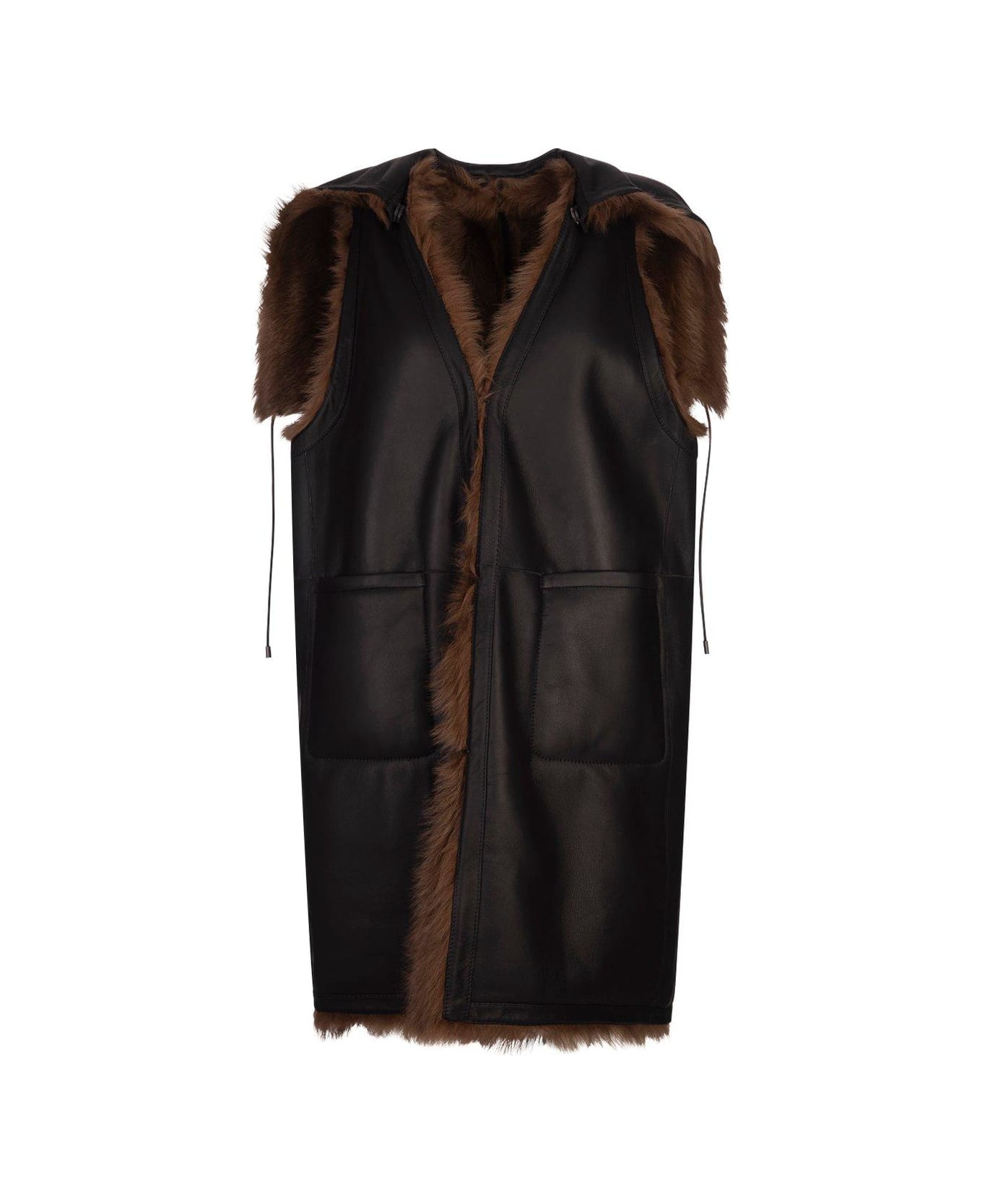 Max Mara Reversible Open-front Vest - Brown