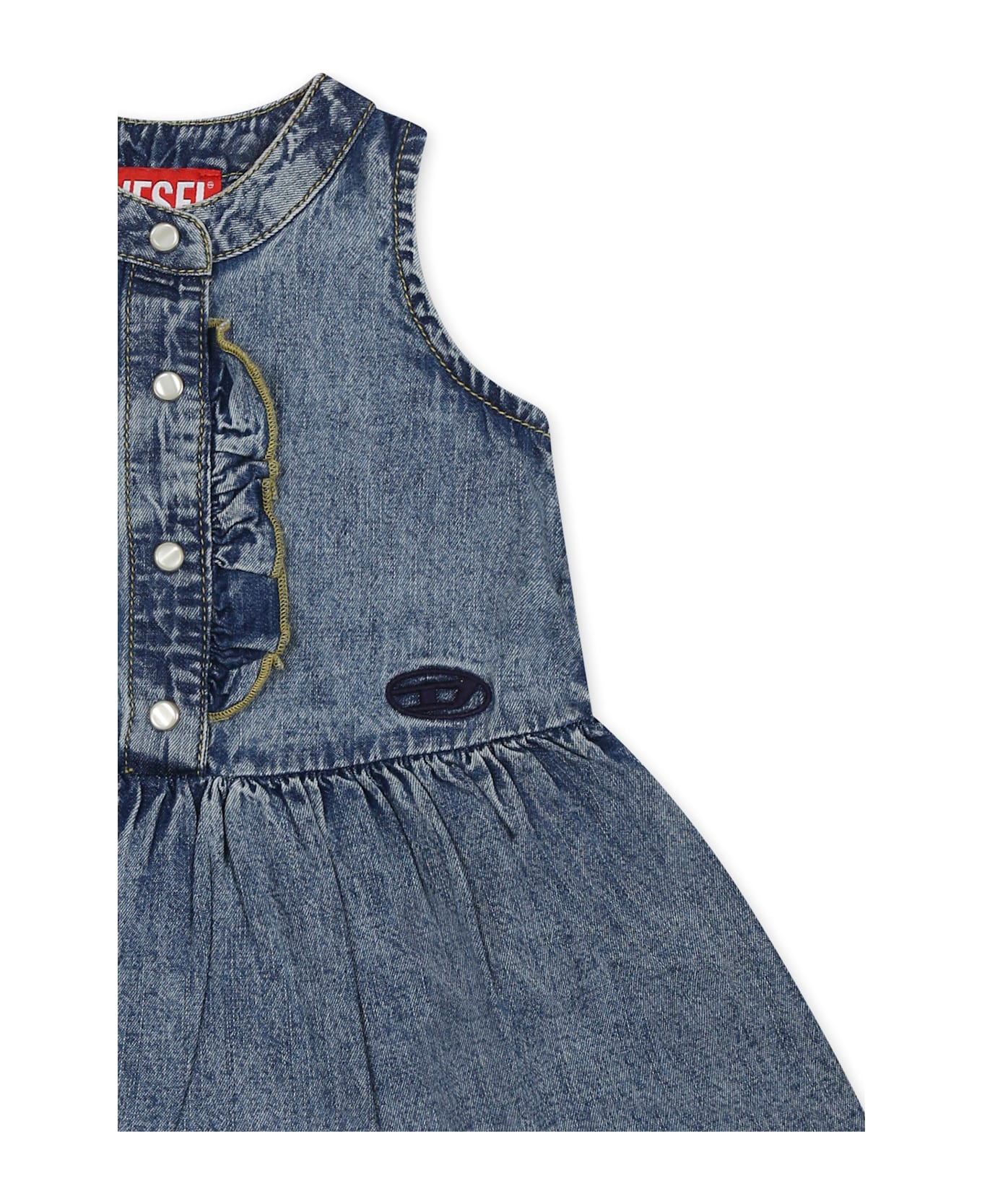 Diesel Denim Dress For Baby Girl With Logo - Denim