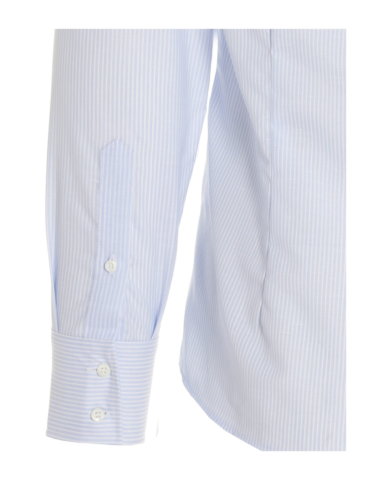 Brunello Cucinelli Striped Cotton Shirt - Light Blue