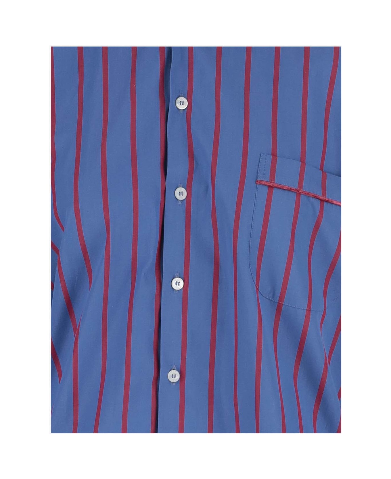 Etro Striped Cotton Shirt With Logo - Red シャツ