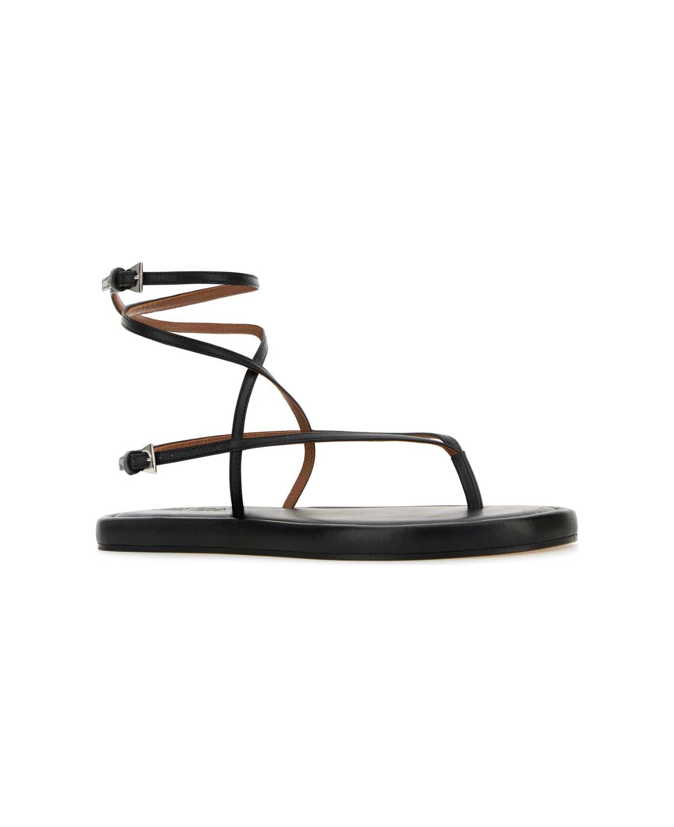 Paris Texas Black Leather Hydra Sandals - BLACK
