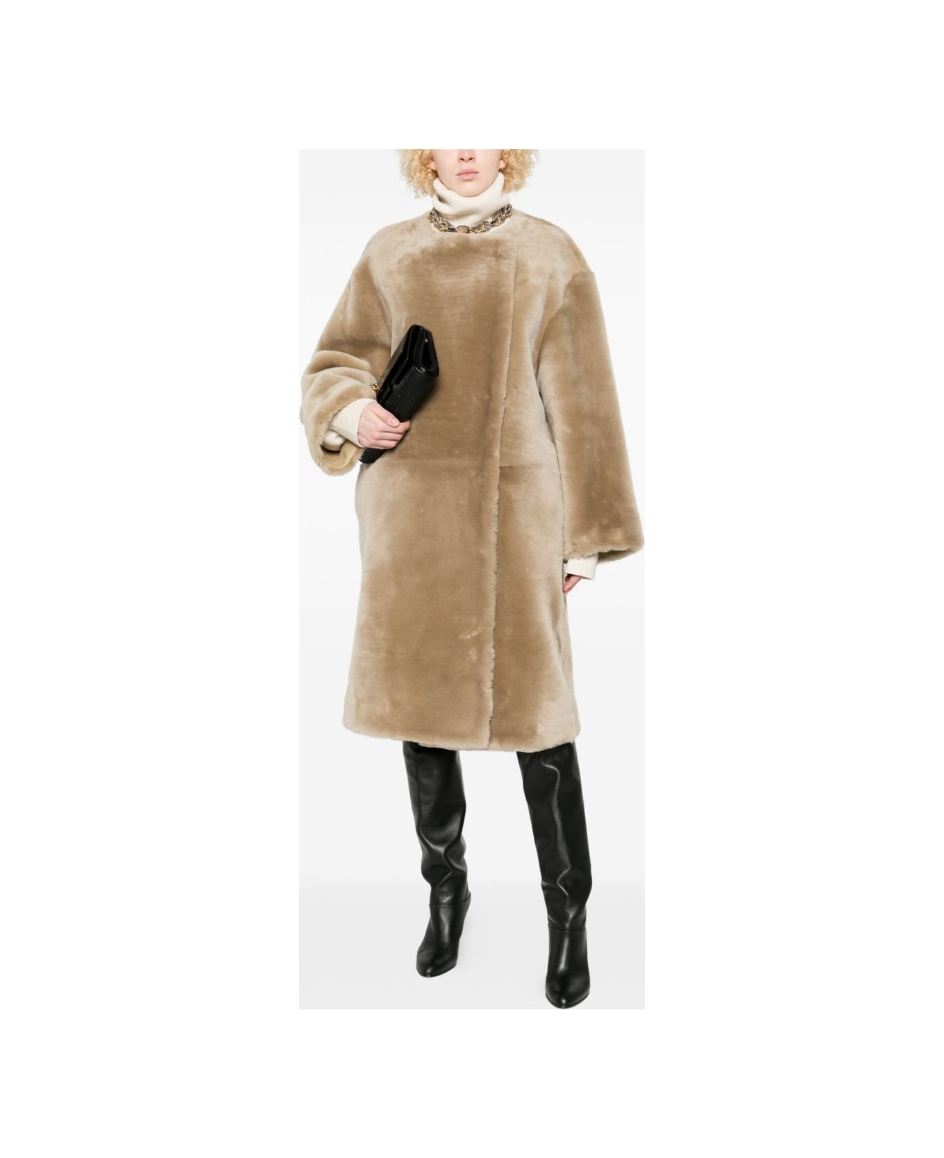 Totême Shearling Coat - Beige