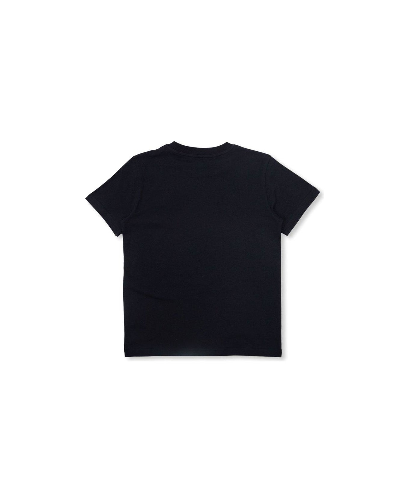Moncler Logo Patch Crewneck Cropped T-shirt - Blu