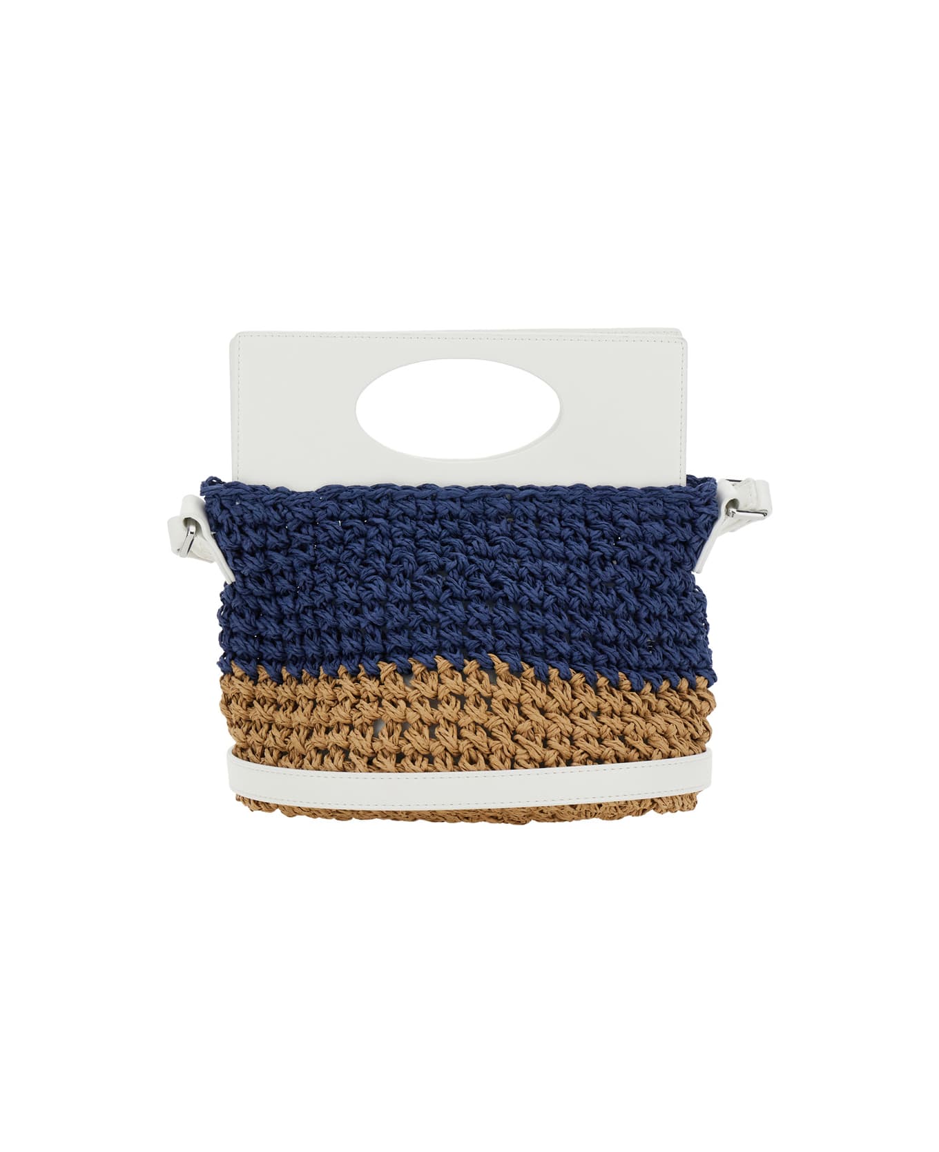 Marni Multicolor Crossbody Bag With Two Cut-out Handles And Logo Plaque On The Front In Paper Girl - Multicolor