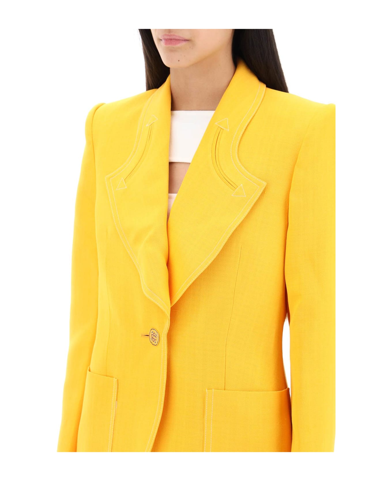 Casablanca Silk Blend Single-breasted Blazer - CITRUS (Yellow)