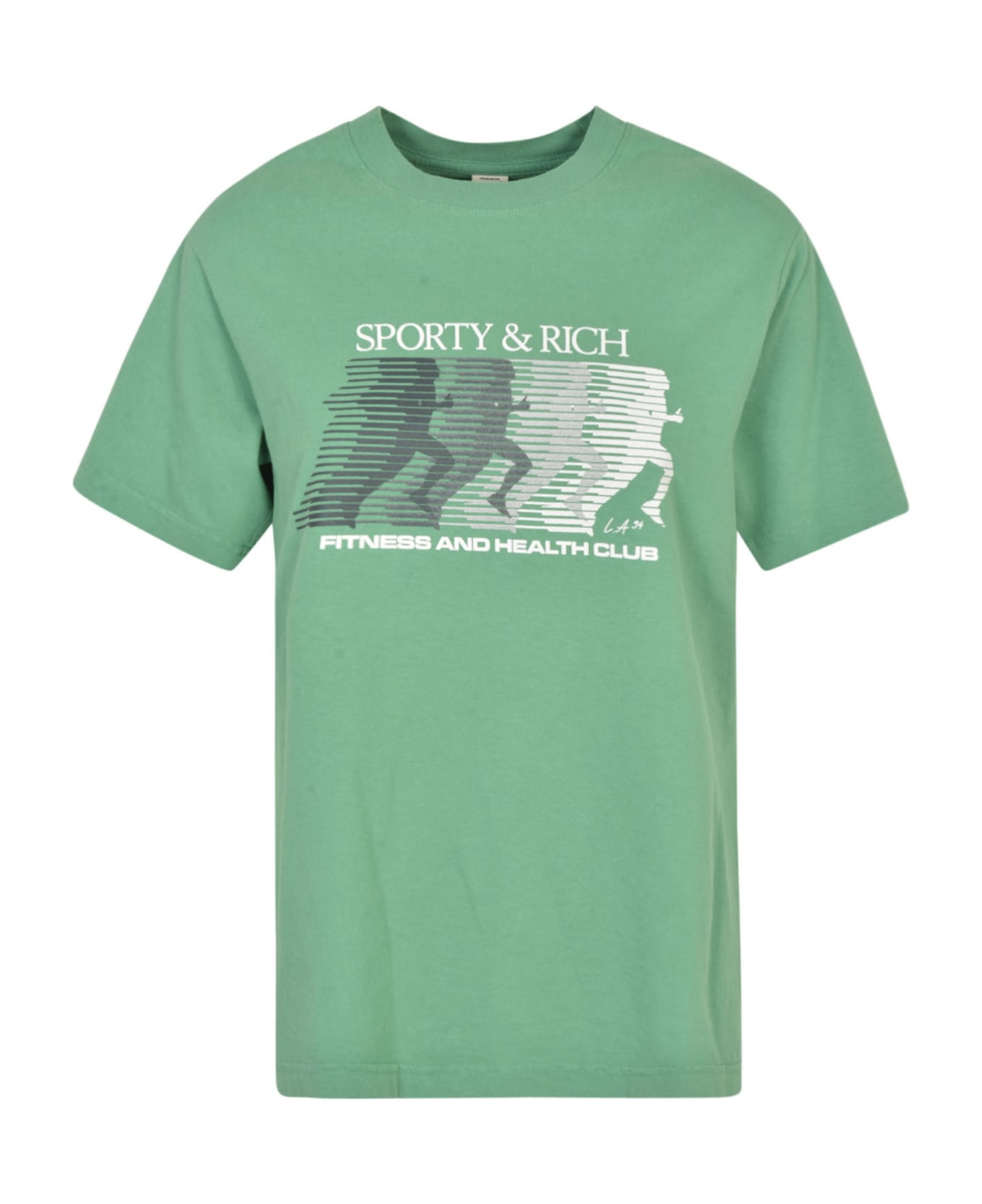 Sporty & Rich Logo Print Regular T-shirt - Green/White
