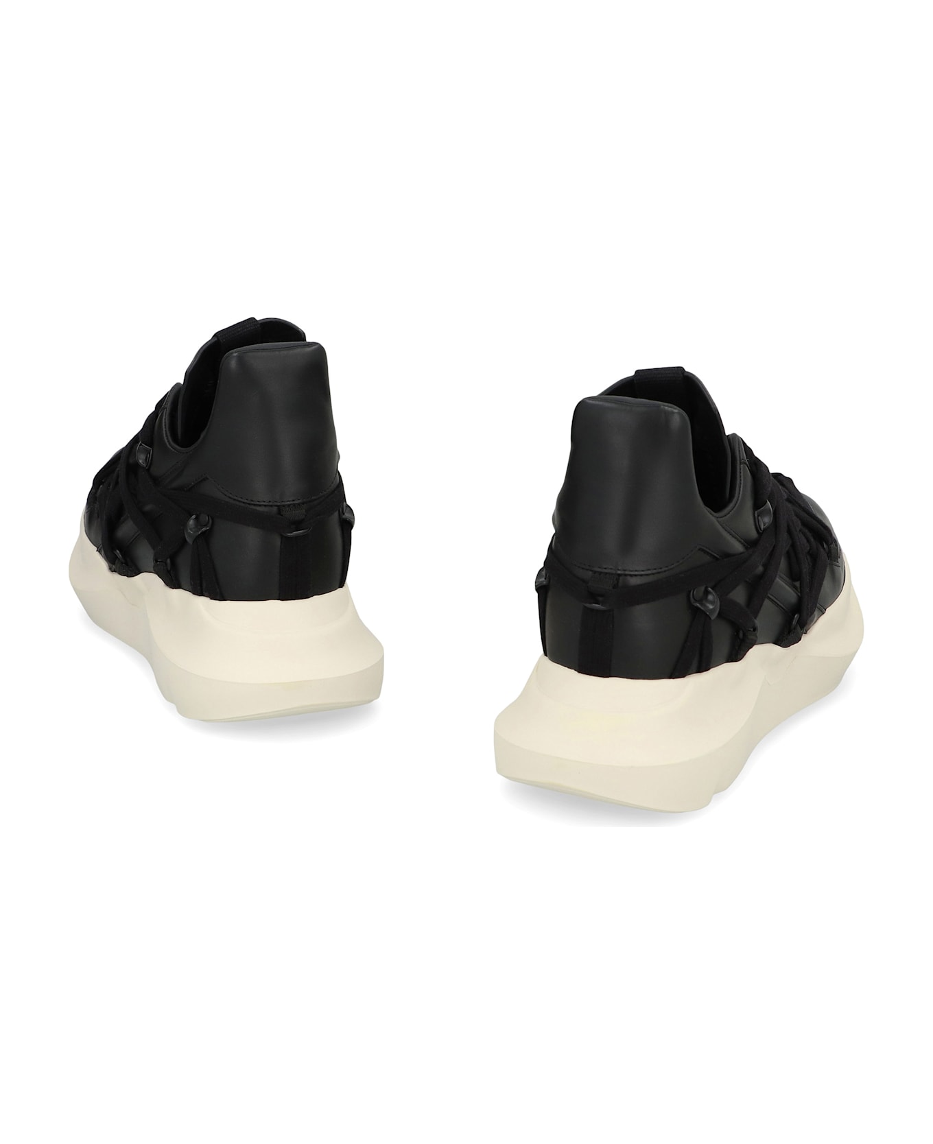 Rick Owens Megalaced Leather High-top Sneakers - black