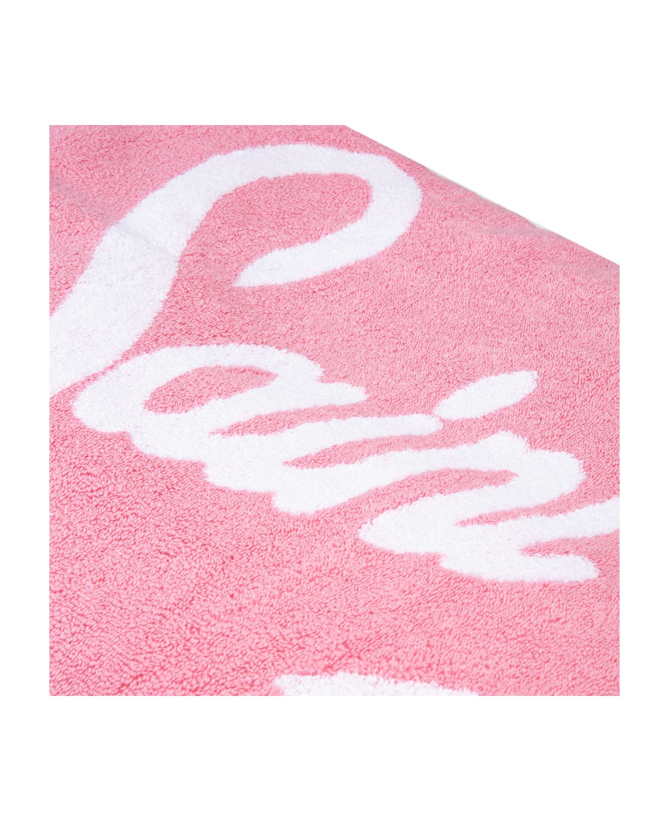 MC2 Saint Barth Soft Terry Beach Towel With Pink Frame - WHITE