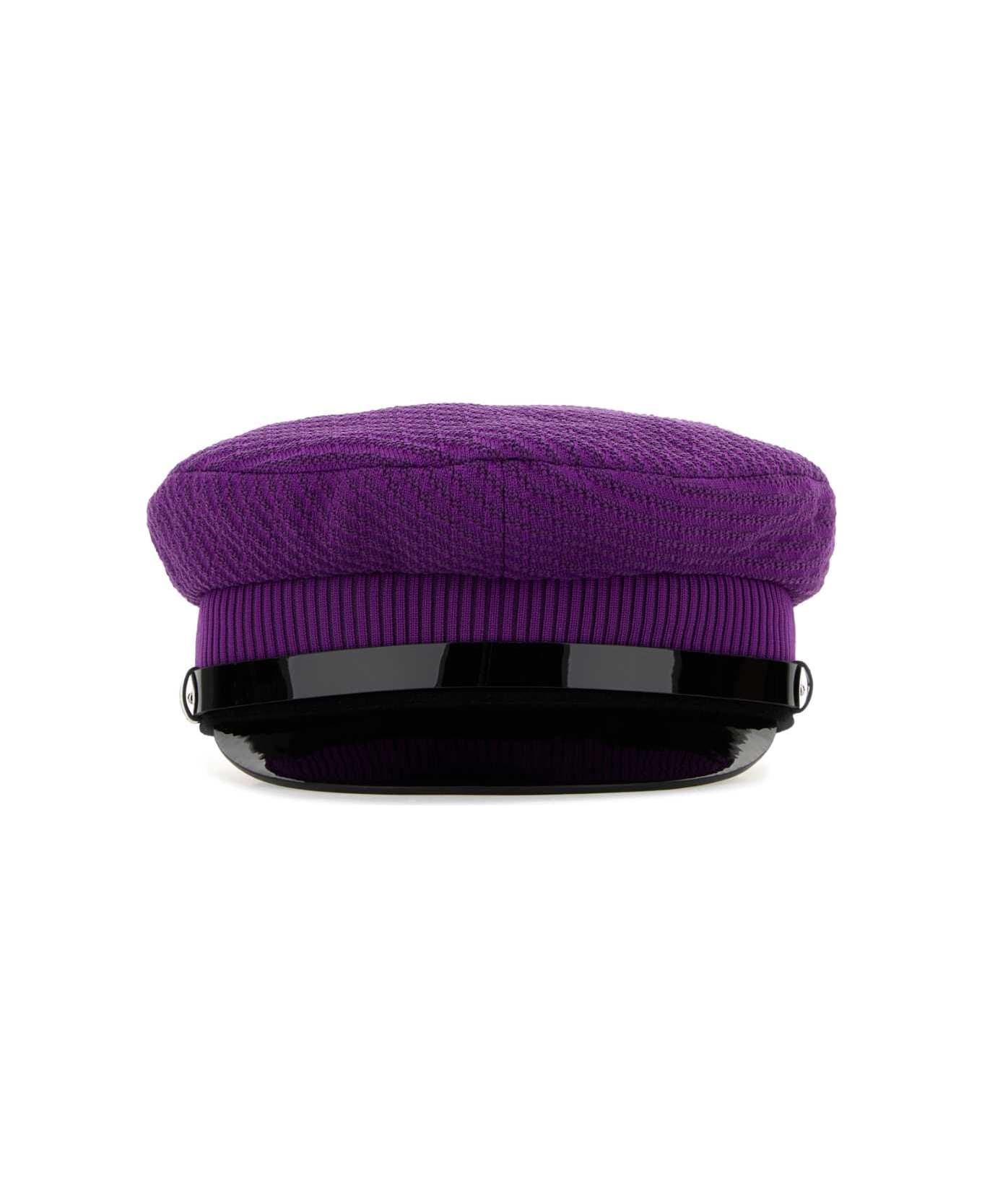 Prada Purple Stretch Nylon Baker Boy Hat - VIOLANERO