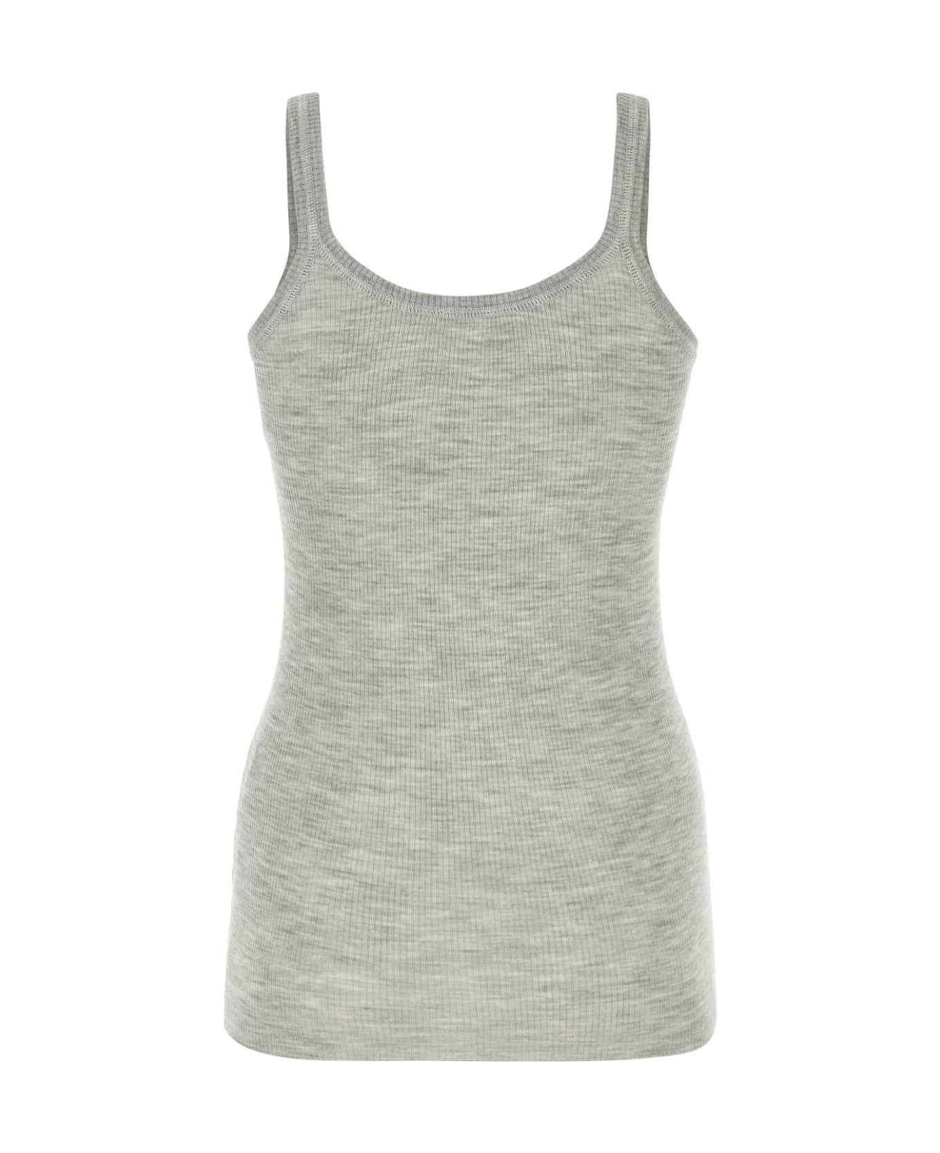 Bottega Veneta Melange Grey Wool Tank Top - GREY