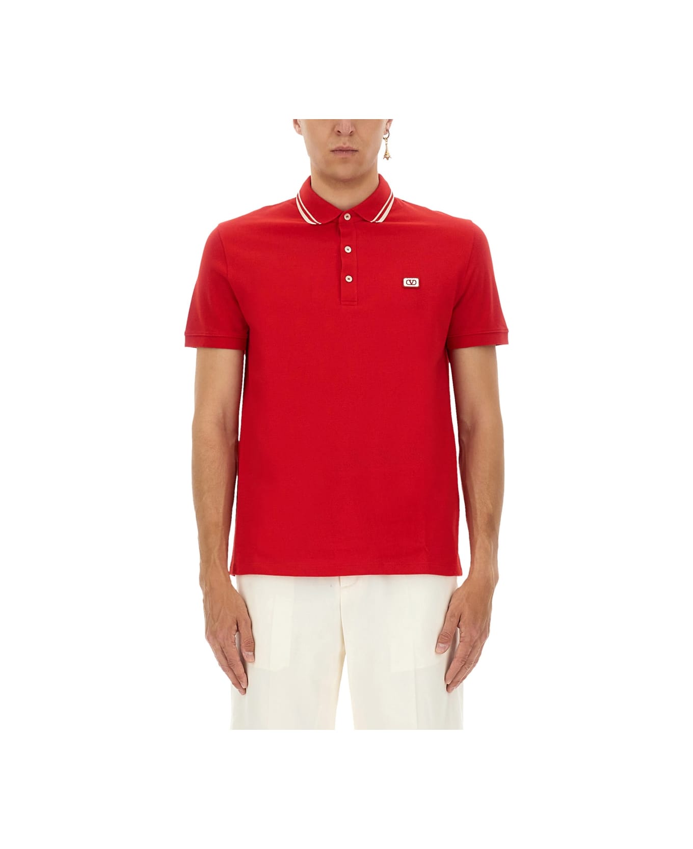 Valentino Polo Shirt With Signature Vlogo - Red