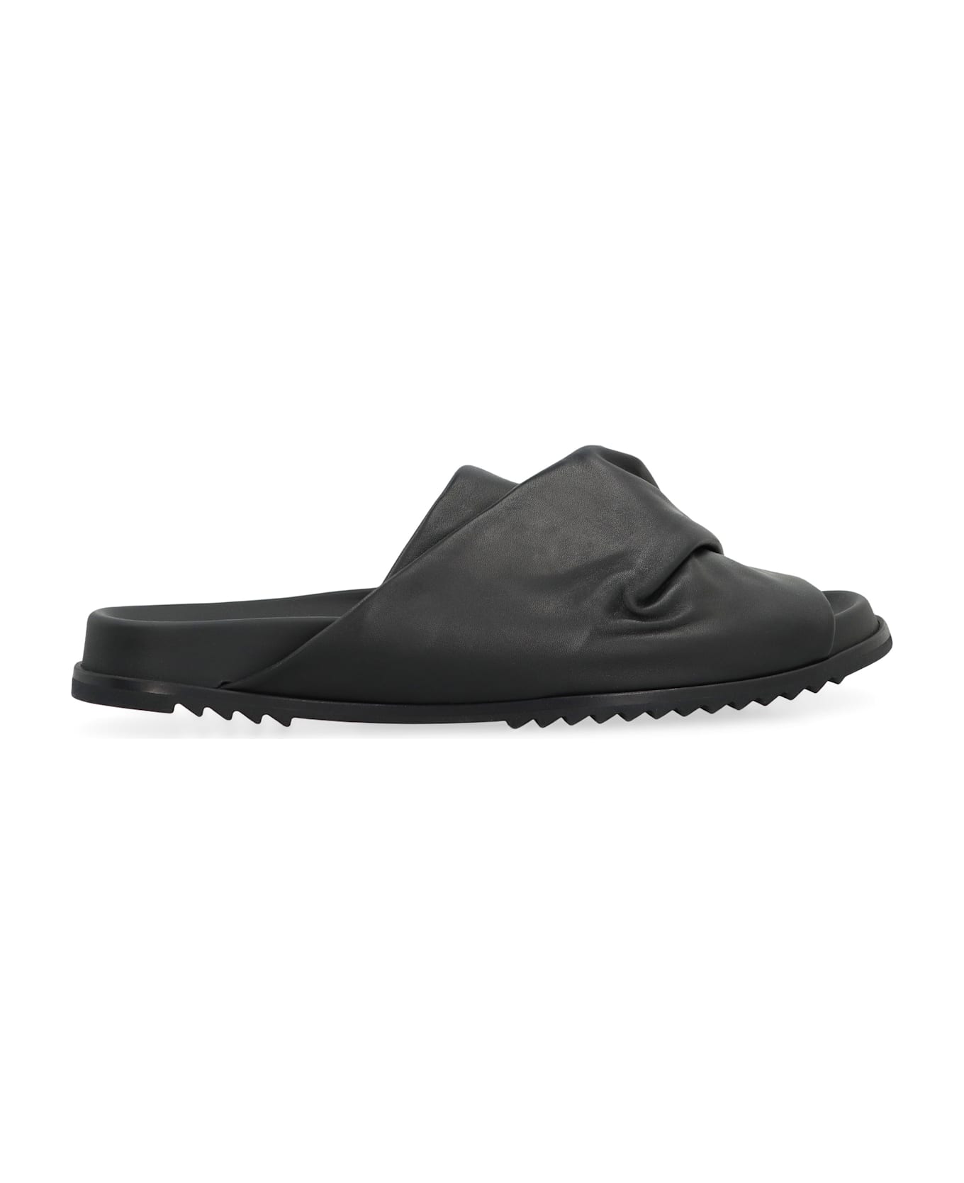 Rick Owens Mobius Leather Slides - black