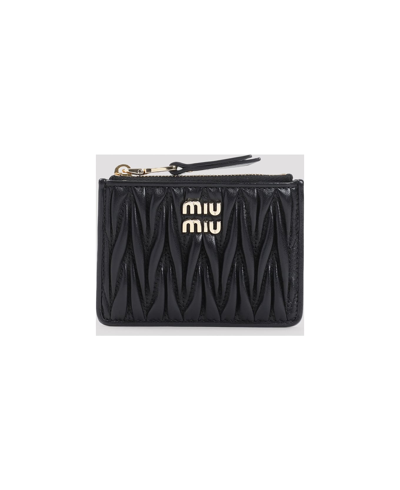 Miu Miu Black Nappa Leather Card Holder - NERO