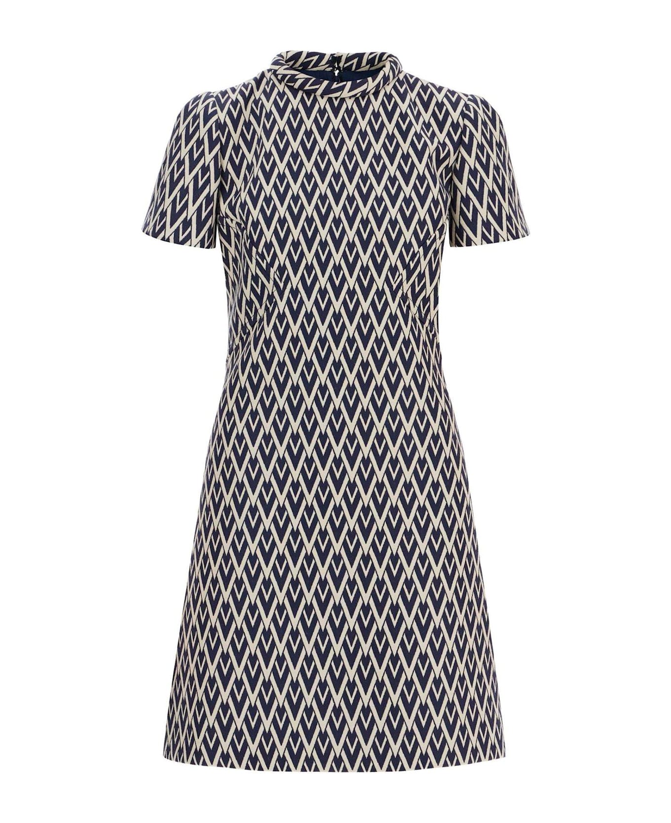 Valentino Garavani All-over Patterned Short-sleeved Mini Dress