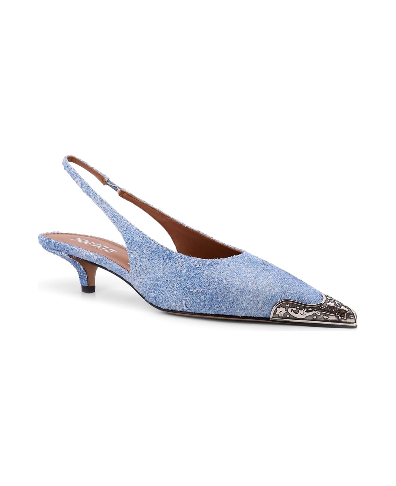 Paris Texas Denim Slingback With Metal Toe - Blue