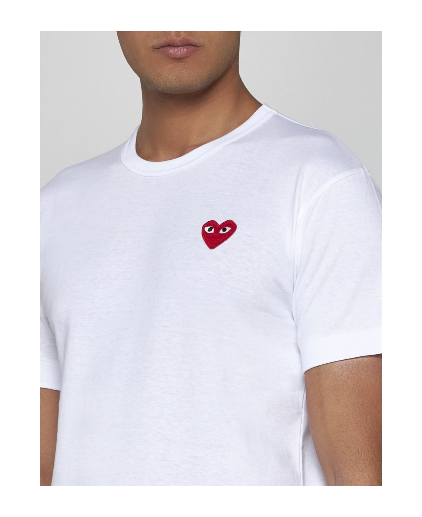Comme des Garçons Heart Patch Cotton T-shirt - White シャツ