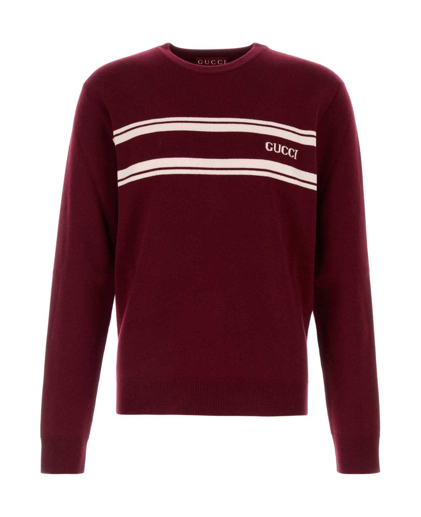 Gucci Tiziano Red Wool Blend Sweater - BURGUNDYBLUEMC