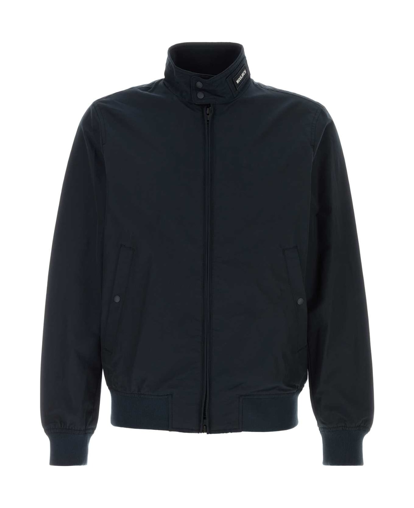 Woolrich Navy Blue Cotton Blend Cruiser Bomber Jacket - MELTONBLUE