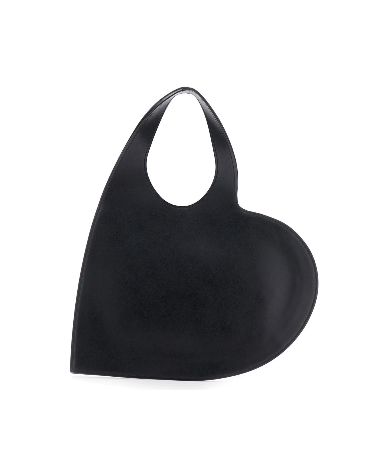 Coperni Black Heart Shaped Shoulder Bag With Cut-out On The Handle In Suede Woman - Black
